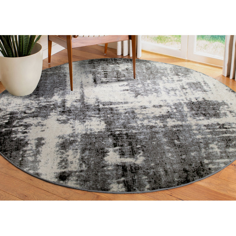 Jaskirit Abstract Indoor Rug, Round 5'3"
