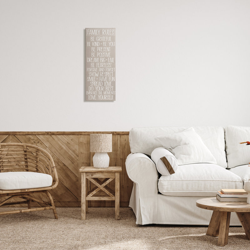 «Rustic Family Rules», art mural sur toile par SD graphiques studio, H 30 po x l 13 po