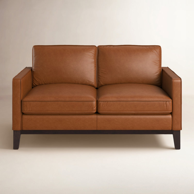 Cascades Upholstered 59'' Loveseat, Chestnut Genuine Leather