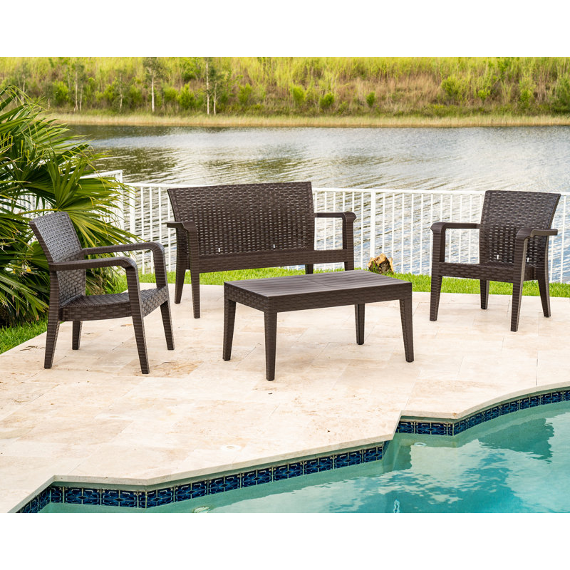 Alaska 5 - Person Patio Conversation Set, Canvas Bay Brown Sunbrella® Canvas