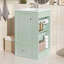 Meuble-lavabo autoportant avec lavabo en céramique, trou de robinet simple, armoire de rangement en panneau de fibres à densité moyenne et tablettes latérales ouvertes pour les salles de bain compactes-57328613
