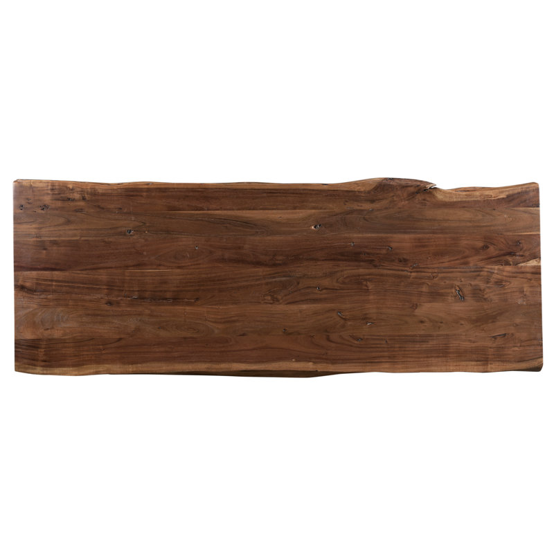 Bent Solid Wood Dining Table, Brown Acacia/Black, Acacia