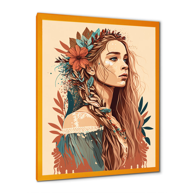 Chayson, portrait d'une femme bohémienne I sur toile, H 32 po x l 16 po x P 1 po, Encadrement doré
