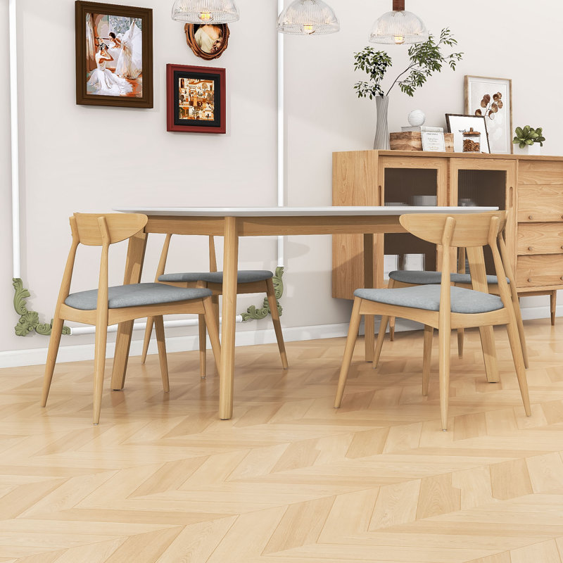 Ensemble de salle à manger 5 pièces de style Mid-Century moderne avec 4 chaises rembourrées et une structure durable pour les petits espaces