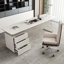 Bureau blanc rectangulaire en bois manufacturé avec 3 tiroirs-109742053