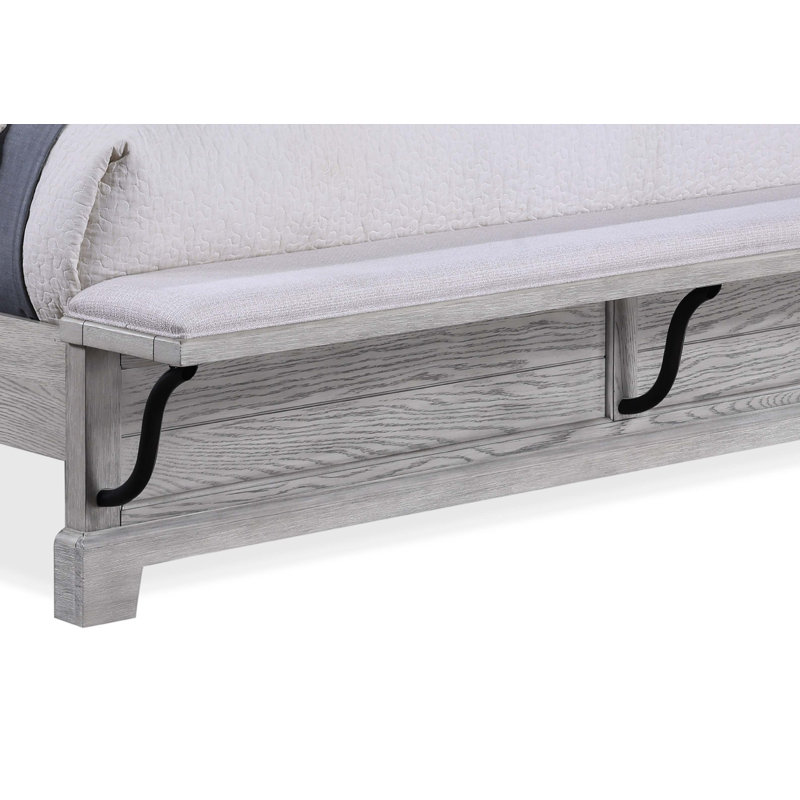 Banc de lit de pied de lit de charme rustique 1pc, bois massif grain de bois, Très grand lit