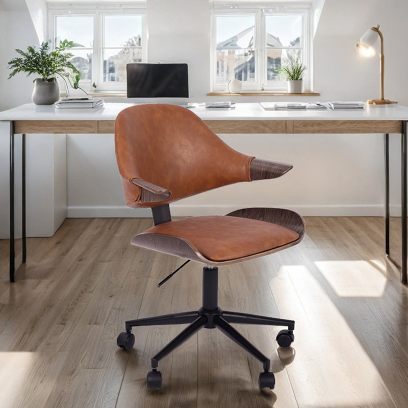 Carmelindo Faux Leather Office Task Chair, Brown