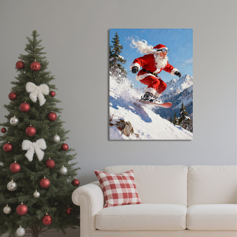 Santa, planche à neige d'hiver, art mural, H 30 po x l 20 po