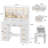 Vanity Desk with Mirror, Makeup Table with Glass Top & 8 Drawers-217674278