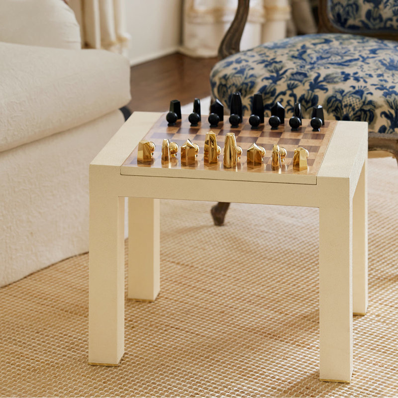 Shagreen Chess Side Table, Cream