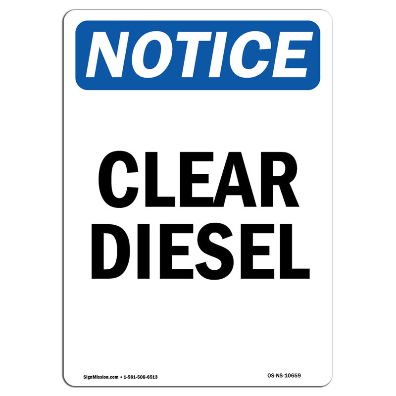 Clear Diesel Aluminum Sign 12 x 18