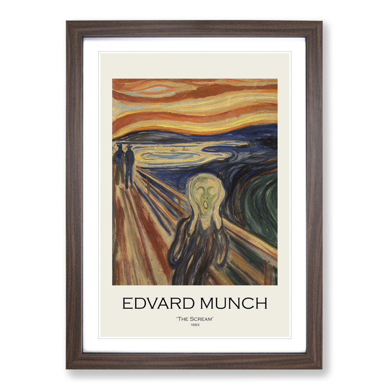The Scream by Edvard Munch - Picture Frame Painting, 48cm H x 36cm W x 2cm D, Walnut Framed