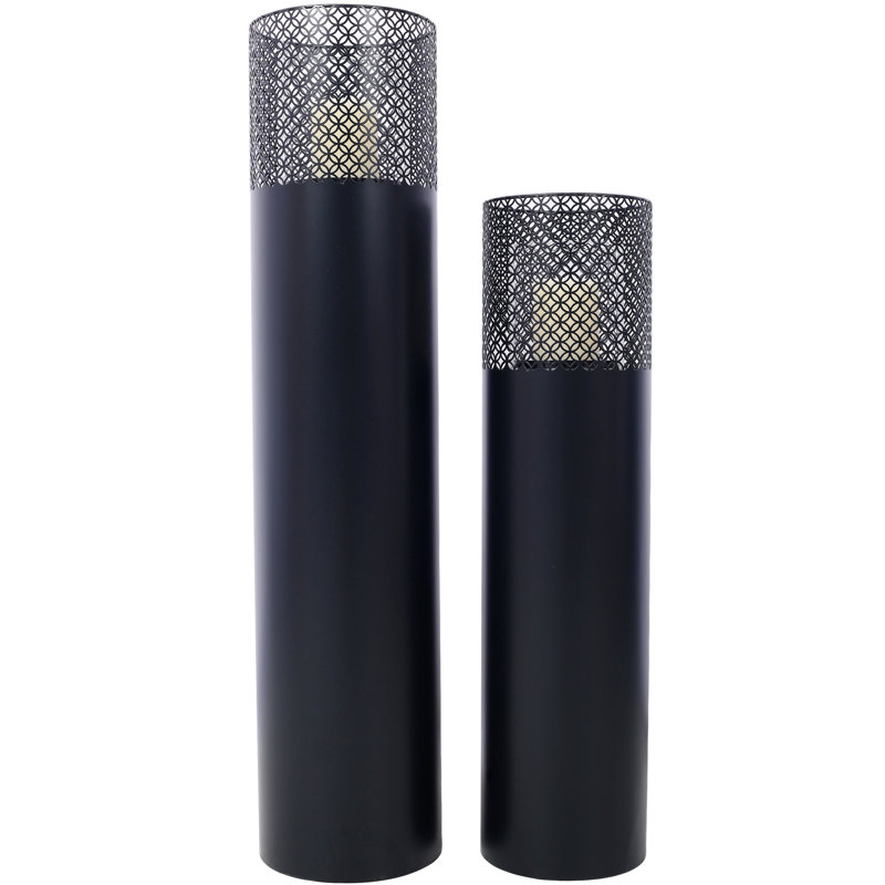 Lantern Column, Set of 2, Decorative Column for Garden in  Industrial Design, Lantern for Outdoor and Indoor, Lantern Including Candles, Oriental