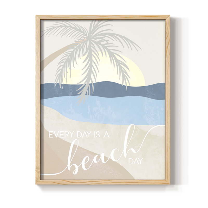 Beach Day Framed Print - Solid Wood, Natural, H 15 po x l 12 po