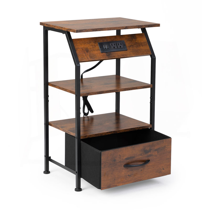 Table de chevet avec station de charge, Brun
