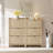 57.4'' H Rattan Shoe Cabinet with 2 Flip Drawers & Adjustable Shelves, Narrow Entryway Shoe Storage Organizer with Spacious Tabletop & Metal Handles-1348490604-1352821425