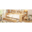 Lit de jour simple en bois naturel avec rangement multi-couches et bureau d'étude - et multifonctionnel fonctionnel pour élément moderne-116738692