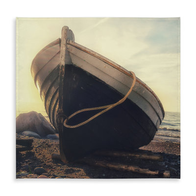 Coastal Brown Hobbies Tablecloth - Rowboat at Water's Edge Decor