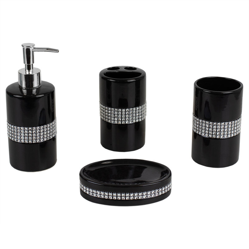 Ensemble d'accessoires de salle de bain 4 pièces Tristen Luxury, Noir