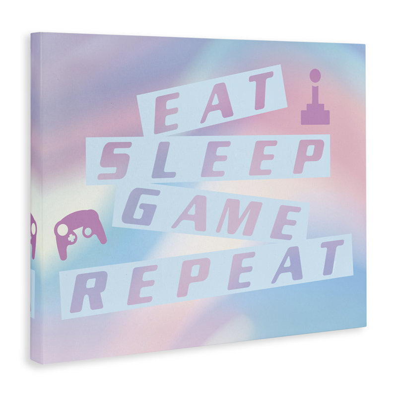 «Pastel Eat Sleep Game Canvas», conception par Yass Naffas Designs, H 24 po x l 30 po