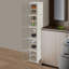 White 5-Tier Tall Narrow Storage Cabinet with Lockable Wheels, Slim Freestanding Rolling Organizer Cabinet with Visual Doors for Bathroom, Kitchen & Laundry Room