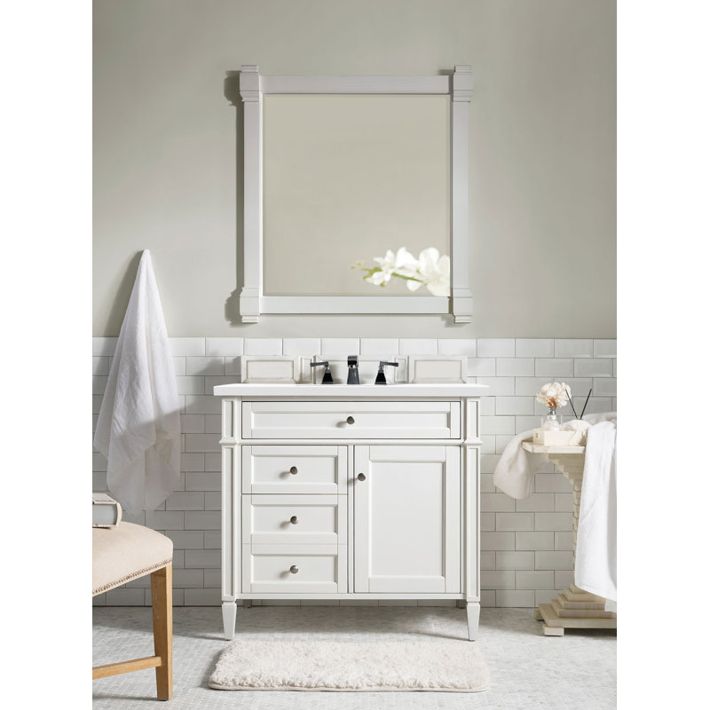 Brittany 36'' W Single Vanity, Bright White, White Zeus, 8" Widespread