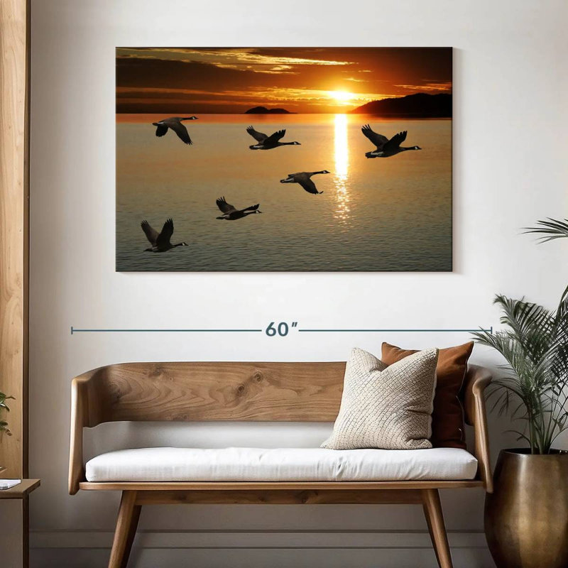 Brampt Sunset Geese Flight, 32" H x 48" W