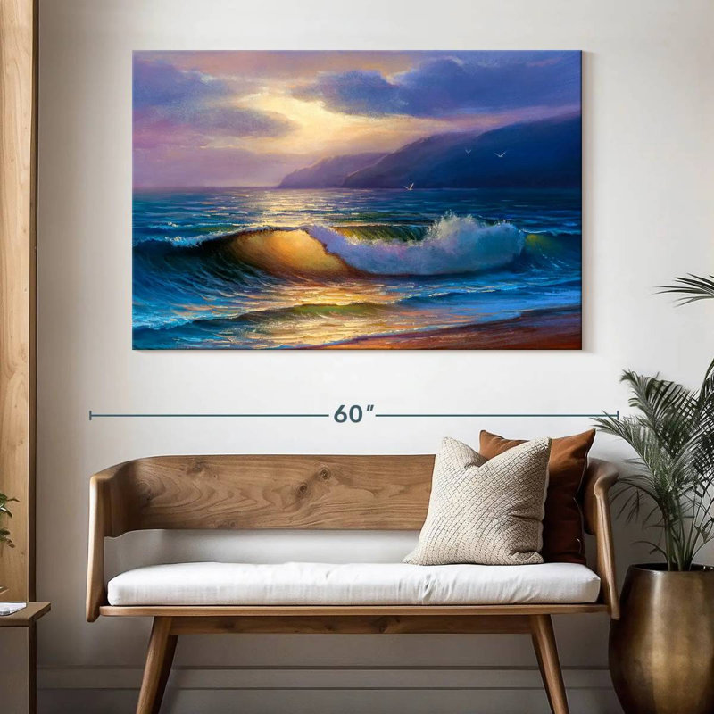 Vagues sur la plage, H 34 po x l 51 po