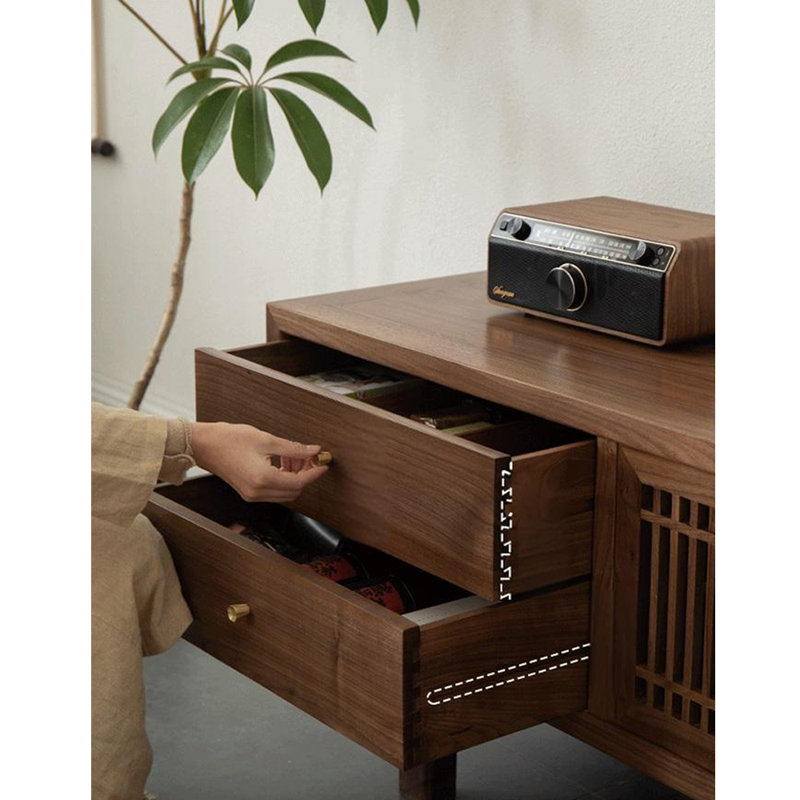 New Chinese style high solid wood TV cabinet, Black Walnut