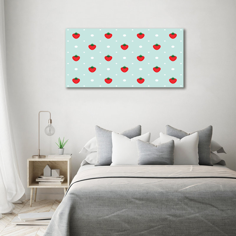 Strawberry icons 1 Piece Wall Art on Canvas, 70cm H x 140cm W