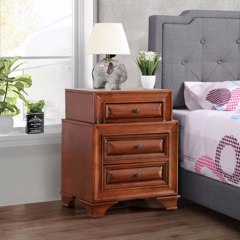 Table de chevet pour chambre à coucher avec façades courbées, Brun