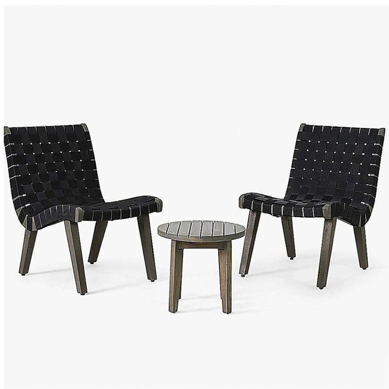 Outdoor 3-Piece Wood Patio Seating Set