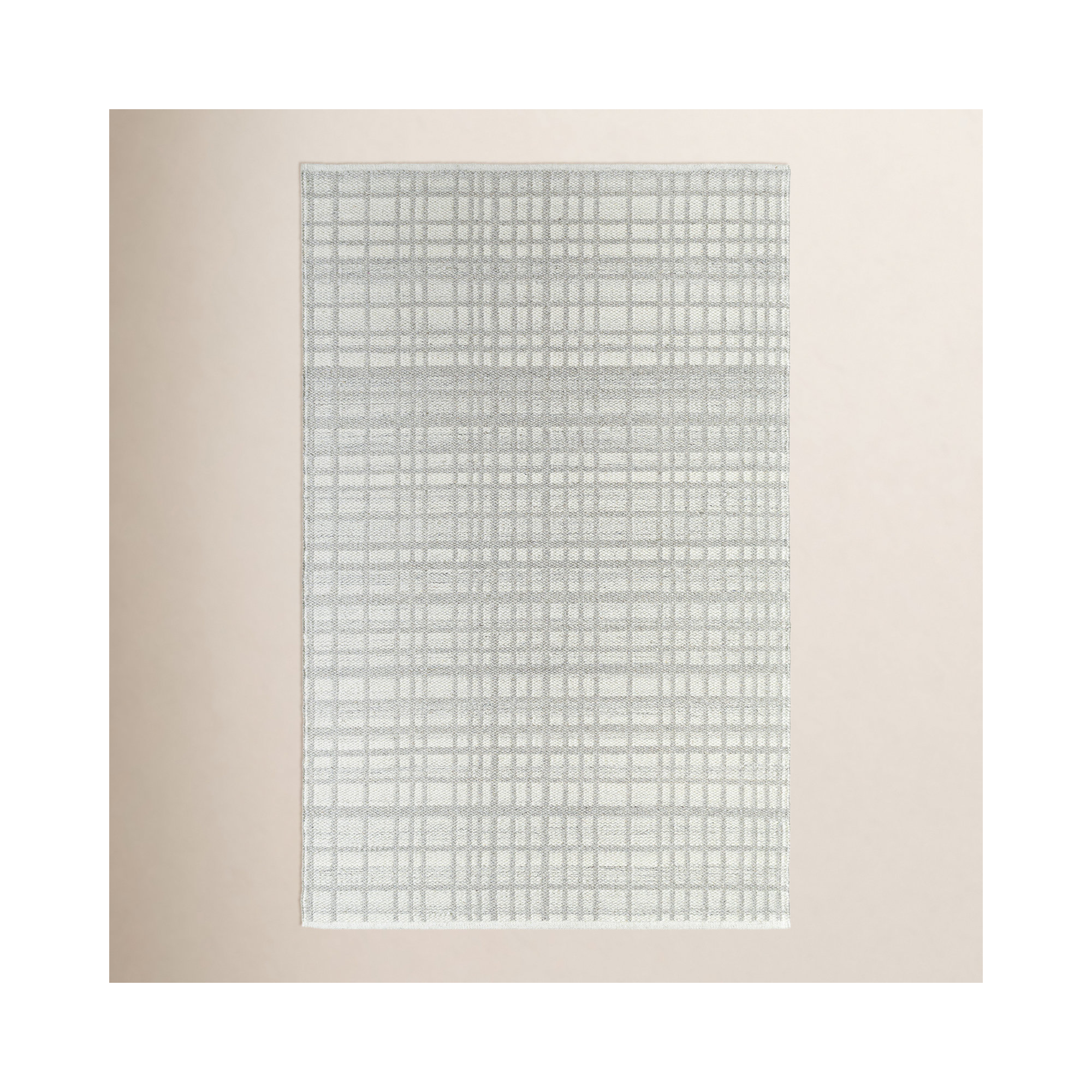 Lavande Plaid Wool Area Rug in Gray, Rectangle 8'10" x 12'