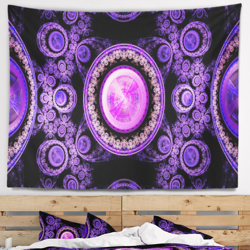 Tapisserie psychédélique relaxed mauve abstract, H 32 po x l 39 po