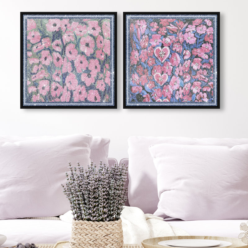 Forever Blooming Set Set by Oliver Gal, 82"H x 82"W, Black Floater Frame