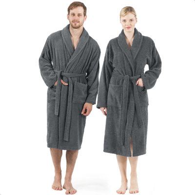 Cotton Terry Cloth Above Knee Bathrobe with Pockets