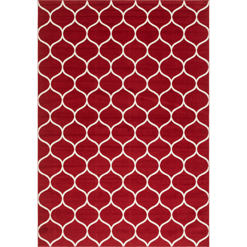 Llanet Geometric Area Rug, Rectangle 10' x 14'1", Red