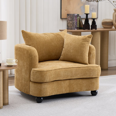 40" Upholstered Accent Chair Chenille Armchair With Deep Seat, Reading Chair For Adults, Modern Single Sofa For Living Room, Bedroom