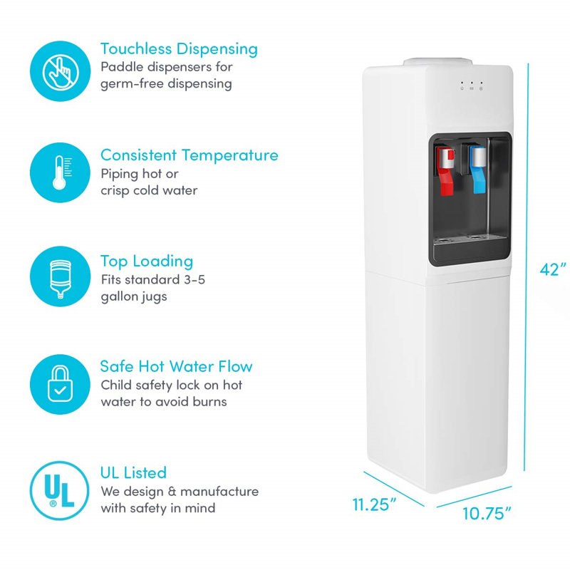Avalon White Top Loading Hot & Cold Water Cooler Dispenser