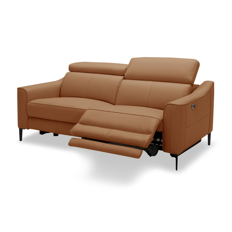 Anisia 60'' Leather Power Reclining Loveseat, Camel