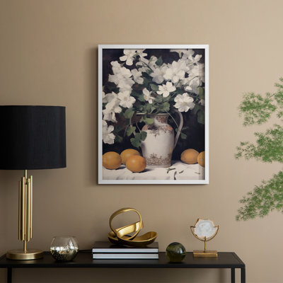 Impression florale rétro X, reproduction encadrée - bois massif