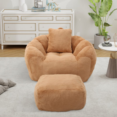 Oversized Bean Bag For Adults And Kids, Faux Fur Large Chair With Filler by Trule