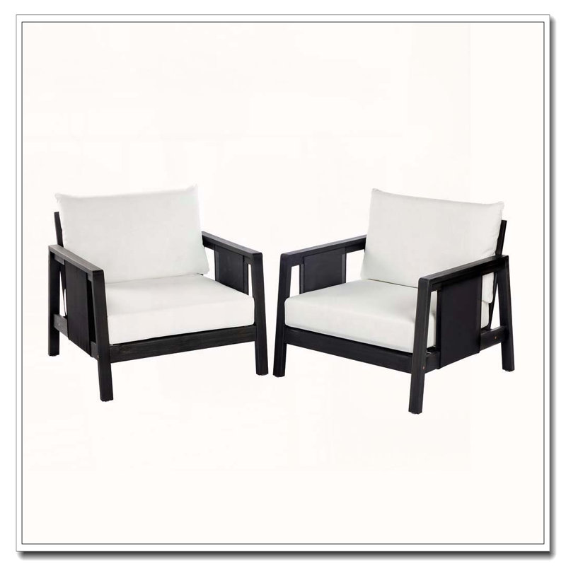 Fauteuil club d'extérieur, coussins blancs hydrofuges