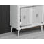 Console moderne blanche avec accents argentés, panneau de particules enduit 100% mélamine, épaisseur: 0,7 pouce | Nombreuses tablettes murales au design élégant pour le salon et le vestibule-53919016