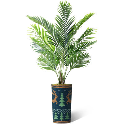 Artificial Tree In Planter, Fake Areca Tropical Palm Silk Tree Home Decoration (Plant Pot Plus Tree)