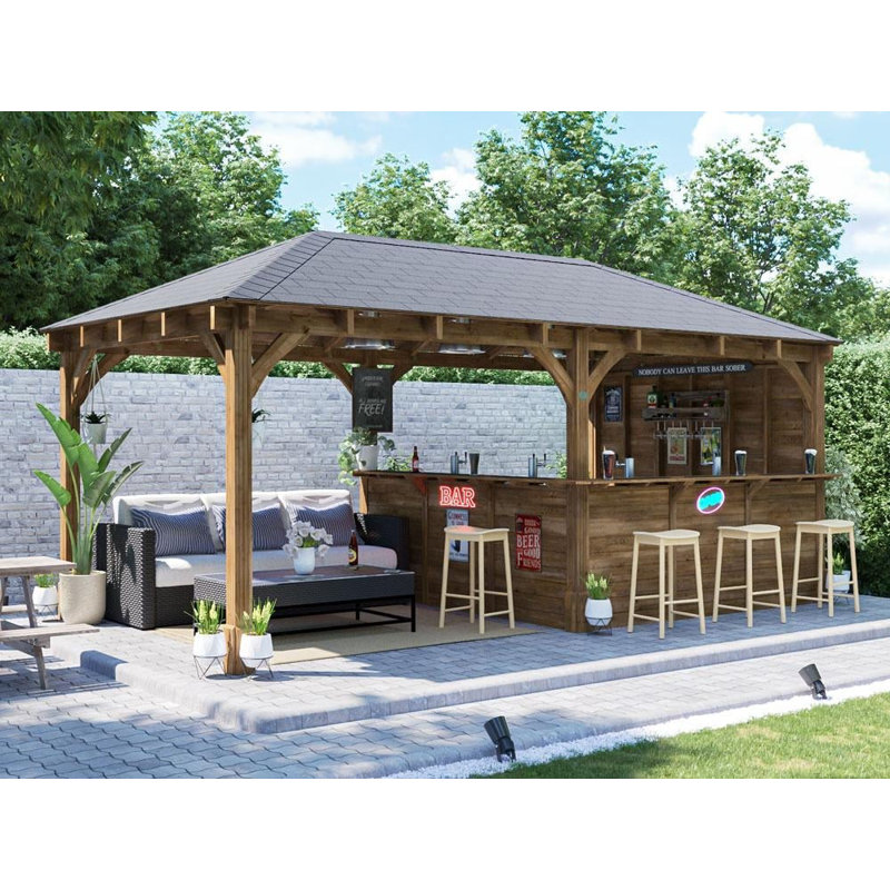 Dunster House Garden Bar with Solid Wood Outer Material
