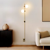 Equinox 62 in. Industrial Modern Wall Plug-In Sconce Lamp with Adjustable Heads and Frosted Globe Shades - Integrated Energy-Saving LED Light