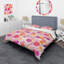 Ensemble de housse de couette abstraite rose et orange à pois - Polyester en microfibre-131441404