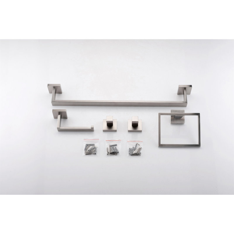 Ensemble de 5 accessoires de quincaillerie de salle de bain, Nickel brossé