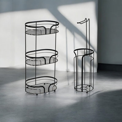 Dante Chrome Floor Caddy And Toilet Roll Holder